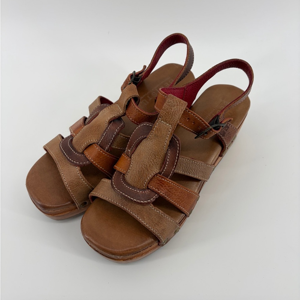 Fabiola‎ Bed Stu Leather Wedge Sandal, Size 6.5 Pre-Owned